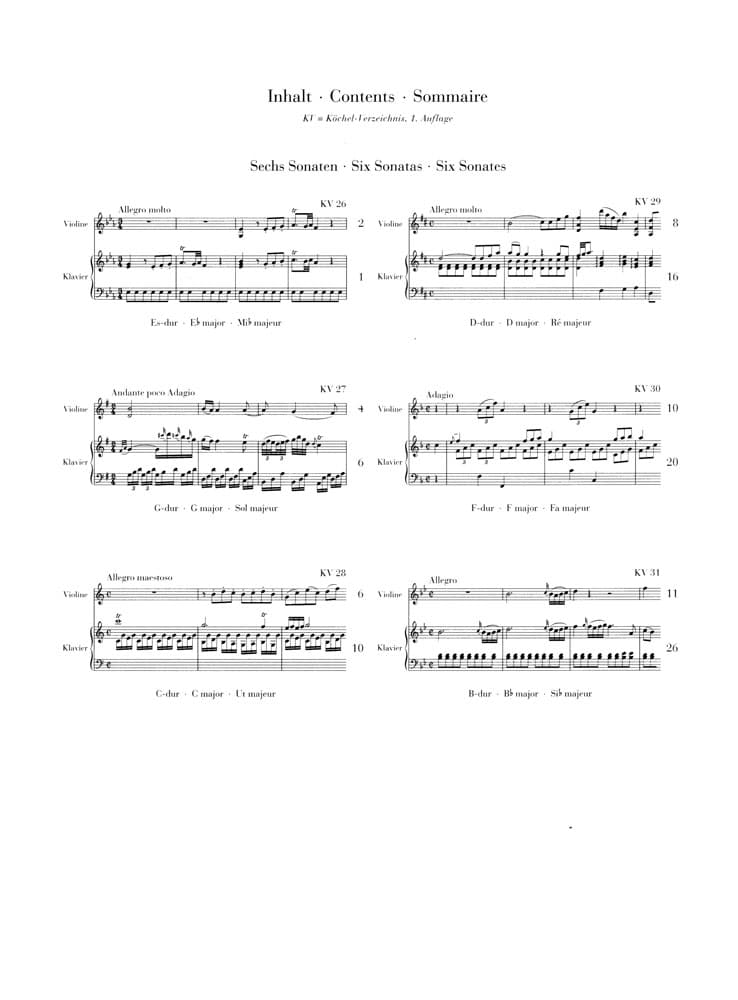 Mozart, Wolfgang Amadeus - "Wunderkind" Sonatas III, KV 26-31 - for Violin and Piano - G Henle Verlag URTEXT