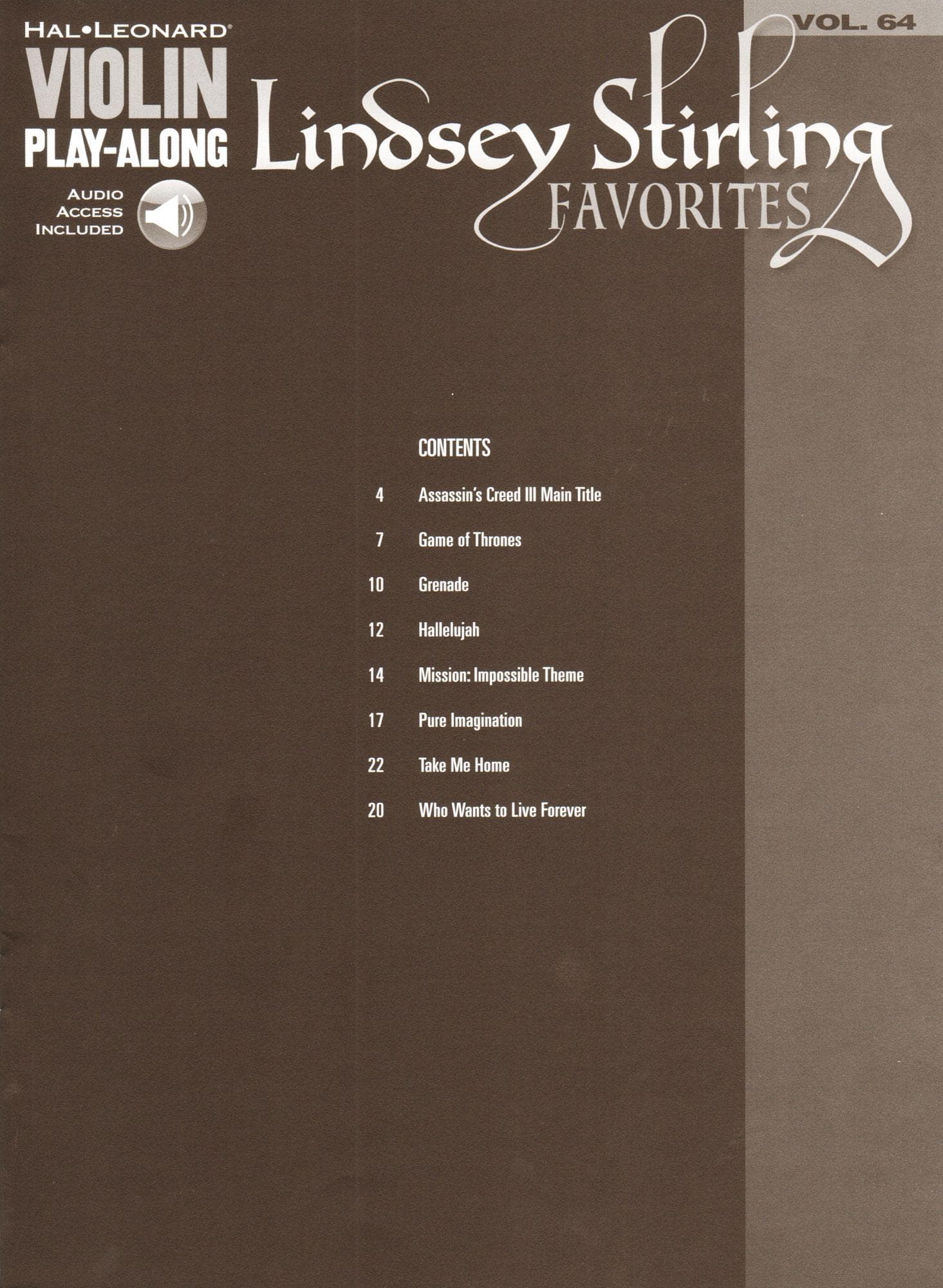Lindsey Stirling Favorites - Violin Play-Along Vol. 64 - for Violin with Audio Accompaniment - Hal Leonard