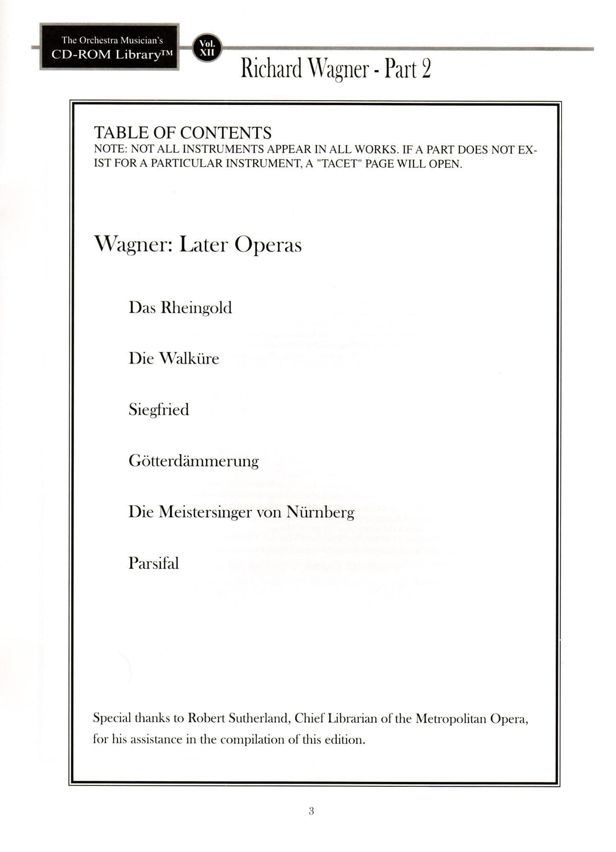 The Orchestra Musician's CD-ROM Library - Volume 12: Wagner, Part 2 - Bass - CD Sheet Music, LLC