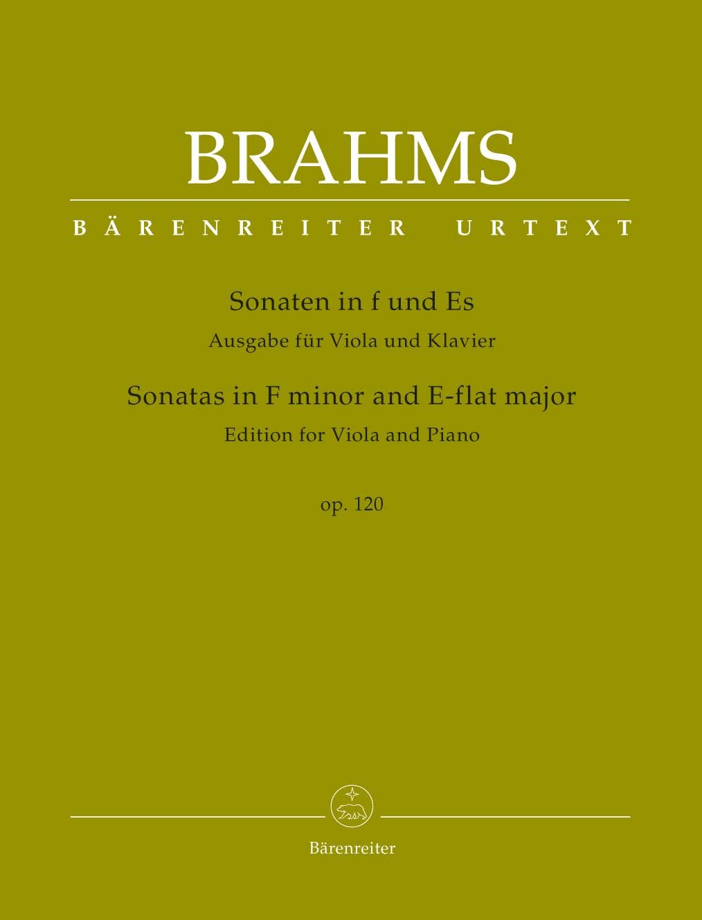 Brahms, Johannes - Sonatas in F Minor and E-flat Major, Op 120 - for Viola and Piano - edited by Clive Brown and Neal Peres Da Costa - Barenreiter URTEXT