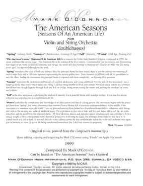 O'Connor, Mark - American Seasons for Violin and String Orchestra - Basses - Digital Download
