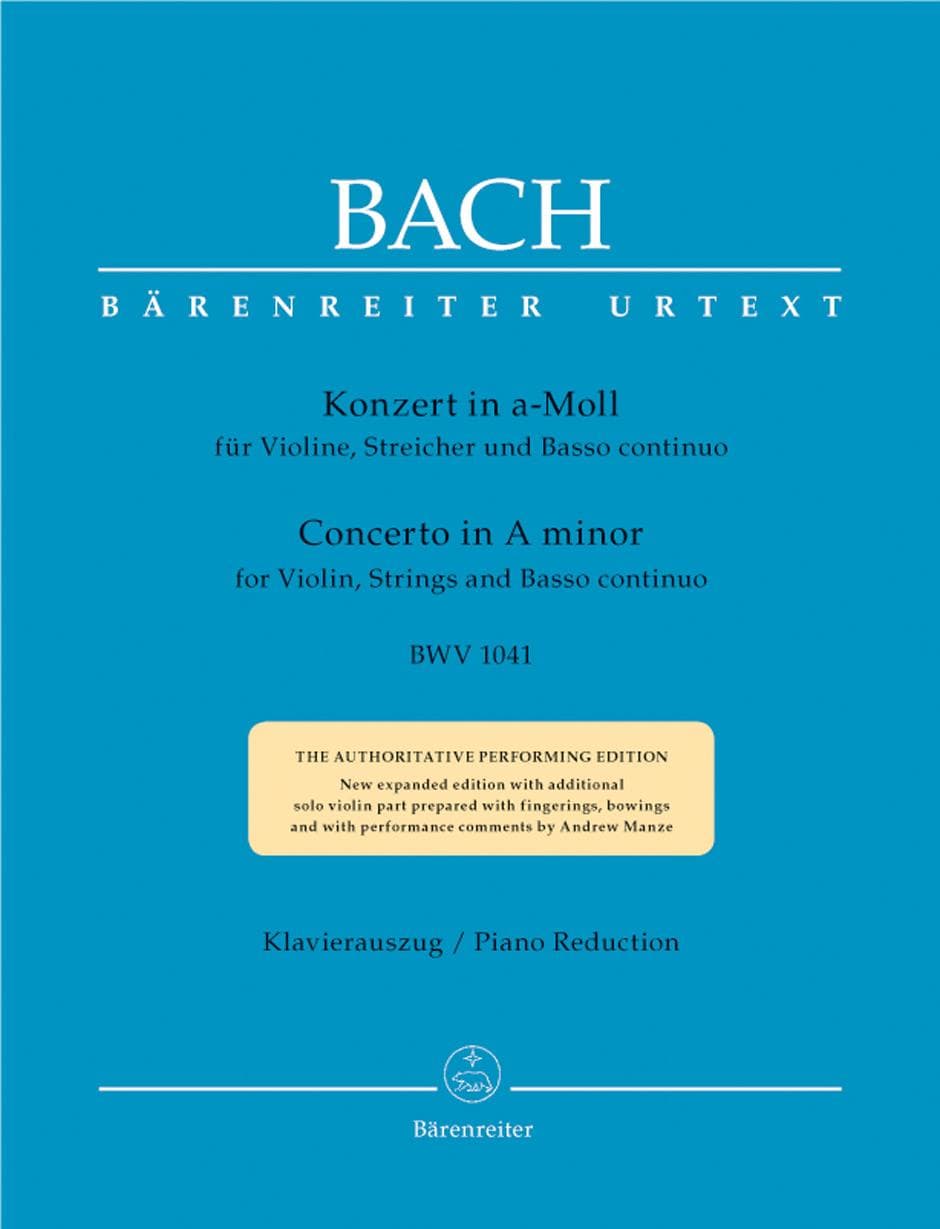 Bach, JS - Concerto No 1 in a minor BWV 1041 for Violin and Piano - Barenreiter Verlag URTEXT Edition