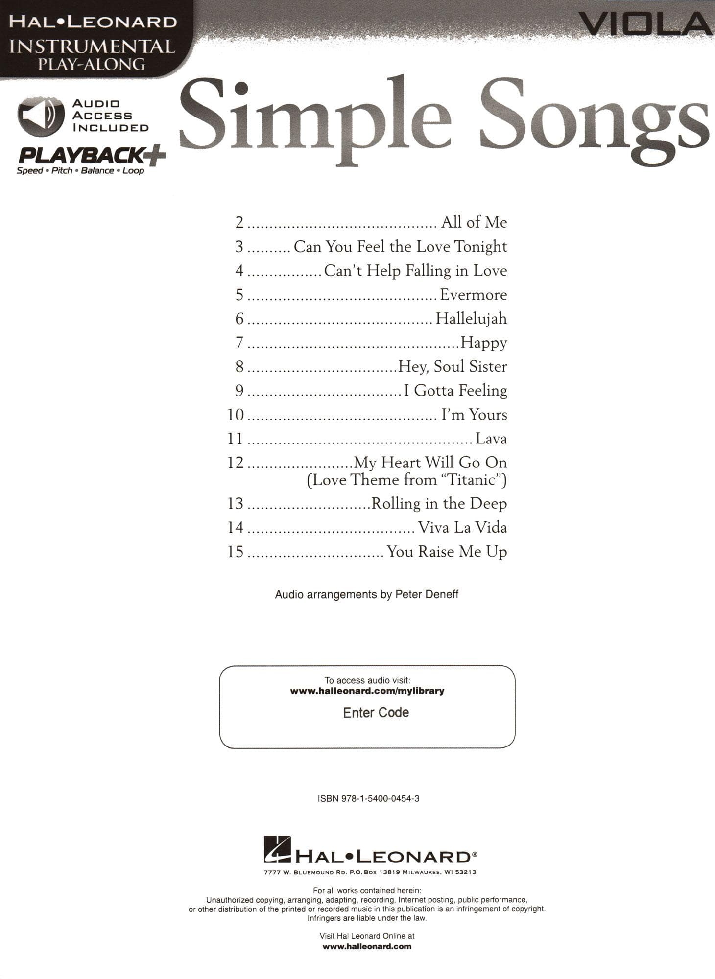 Simple Songs - 14 Well-Known Melodies - for Viola with Audio Access Included - Hal Leonard Instrumental Play-Along