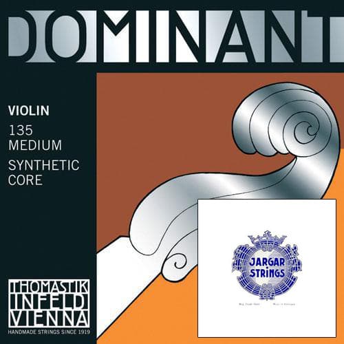 Dominant Custom Violin String Set with Ball-End Jargar E - 4/4 size - Medium Gauge