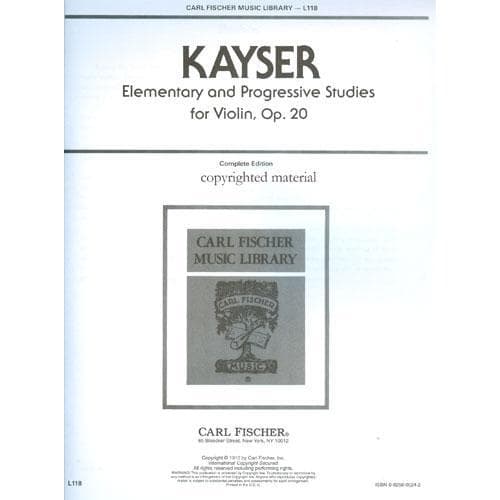 Kayser, Heinrich Ernst - 36 Elementary and Progressive Studies, Op 20 (Complete) - Violin - Carl Fischer Edition