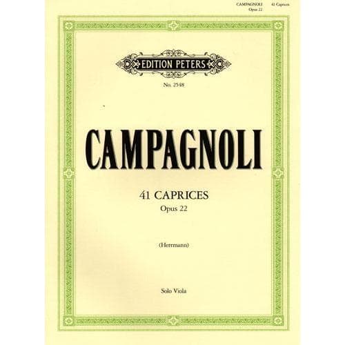 Campagnoli, Bartolomeo - 41 Caprices Op 22 for Viola - Arranged by Herrmann - Peters Edition