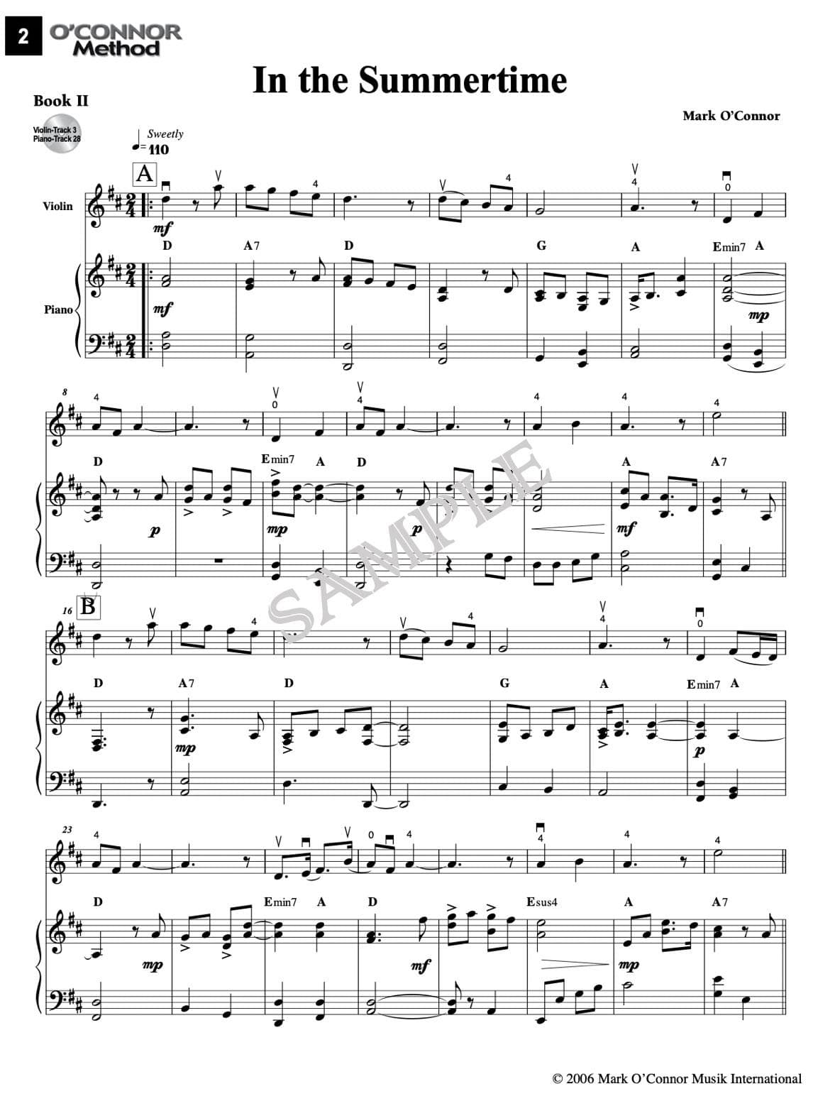 O'Connor Violin Method Book II - Piano Accompaniment - Digital Download