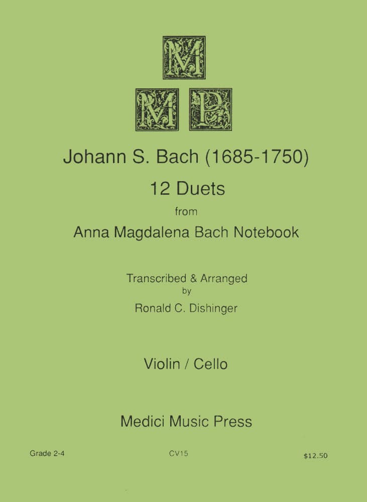 Bach, JS - 12 Duets from Anna Magdalena Bach Notebook for Violin and Cello - Arranged by Dishinger - Medici Music Edition