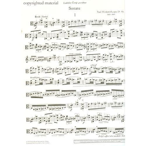 Hindemith, Paul - Sonata, Op 25, No 1 - Viola solo - Schott Edition