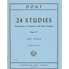 Dont, Jakob - 24 Studies, Op 37: Preparatory to Kreutzer and Rode Studies - Viola solo - edited by Joseph Vieland - International Edition