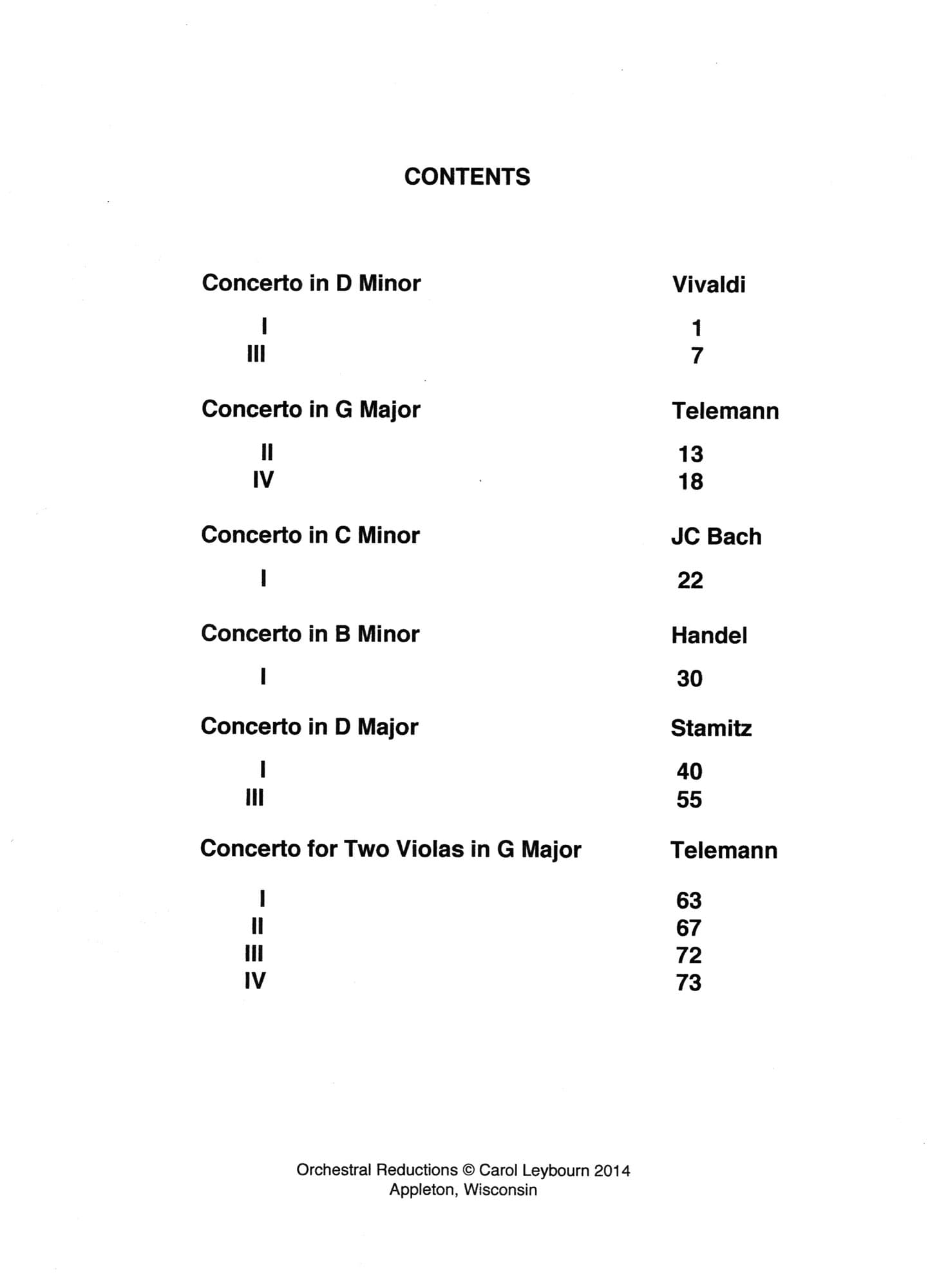 Viola Concertos (Volume 1) - Vivaldi, J.C. Bach, Telemann, Handel, Stamitz - PIANO ACCOMPANIMENT ONLY - arranged by Carol Leybourn - Frustrated Accompanist Edition
