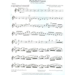 Pachelbel, Johann - Canon for Two Violins and Piano Arranged by Daniel Dorff Published by Theodore Presser Company