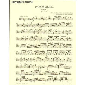 Biber, Heinrich von - Passacaglia in c minor for Viola - Arranged by Lebermann - Peters Edition