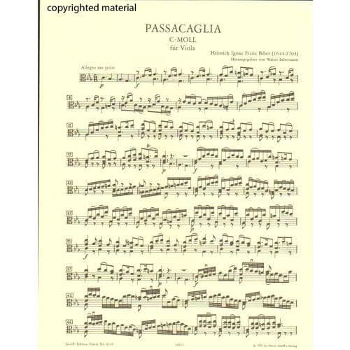 Biber, Heinrich von - Passacaglia in c minor for Viola - Arranged by Lebermann - Peters Edition