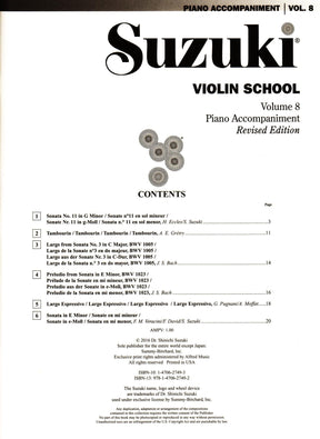 Suzuki Violin School Piano Accompaniment, Volume 8