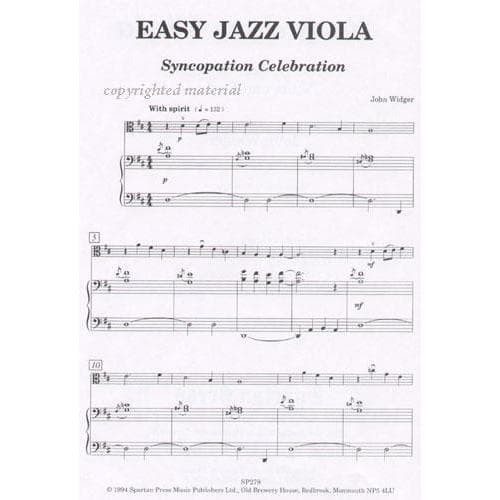 Widger - Easy Jazz Viola Published by Spartan Press