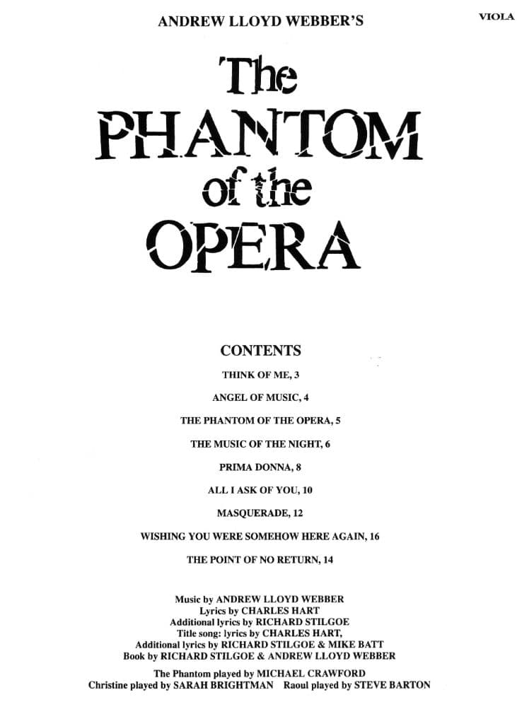 Lloyd Webber, Andrew - The Phantom of the Opera - Viola solo - Hal Leonard Edition