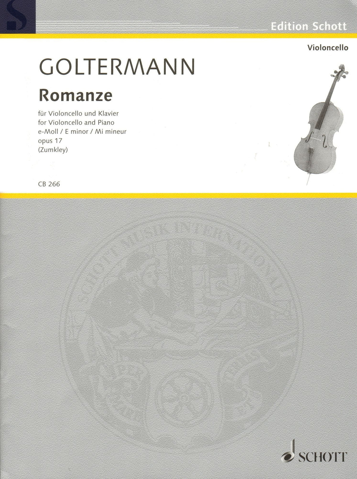 Goltermann, Georg - Romanze, Opus 17 - for Cello and Piano - edited by Fritz Zumkley - Edition Schott