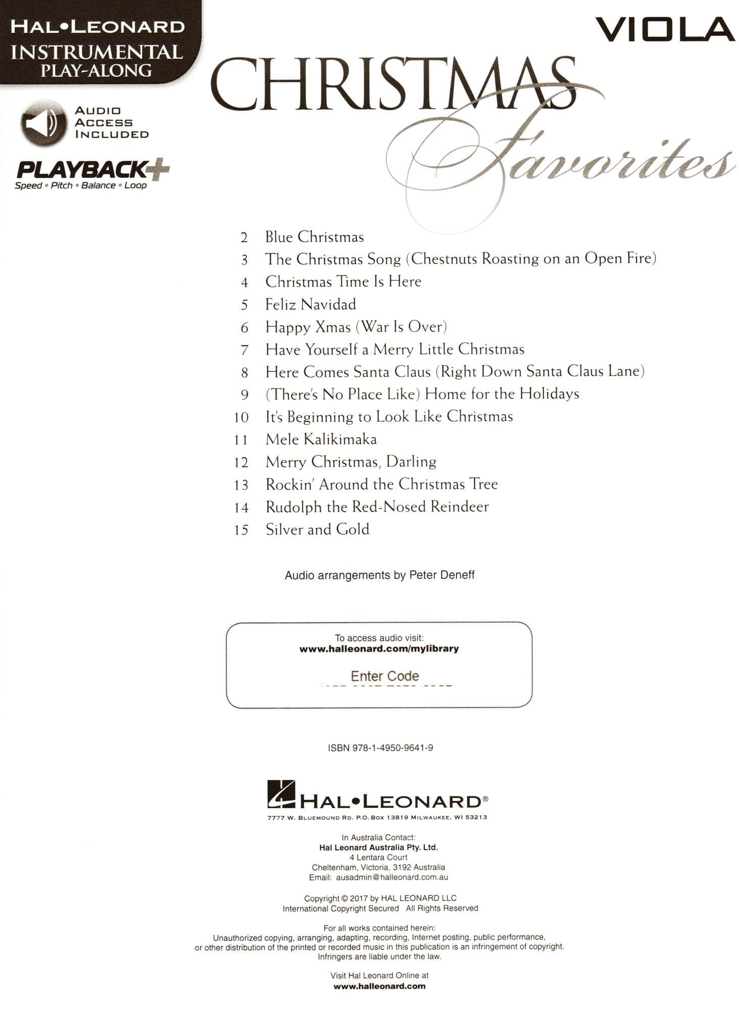 Christmas Favorites - 15 Holiday Favorites - for Viola - with Audio Play-Along - Hal Leonard