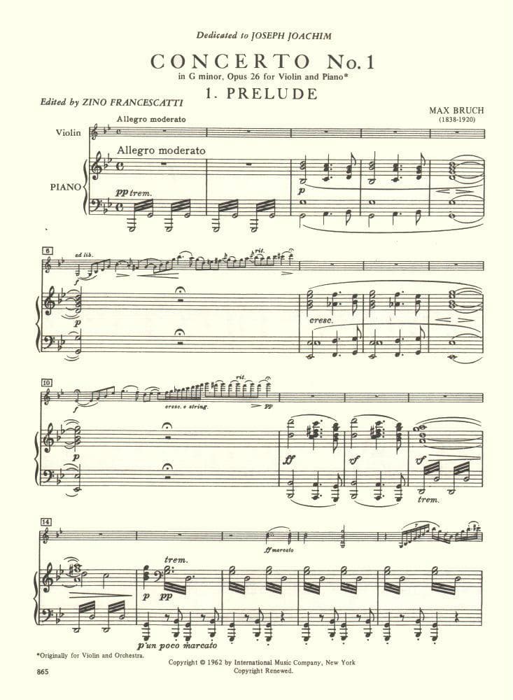 Bruch Concerto Op. 26 Sheet Music