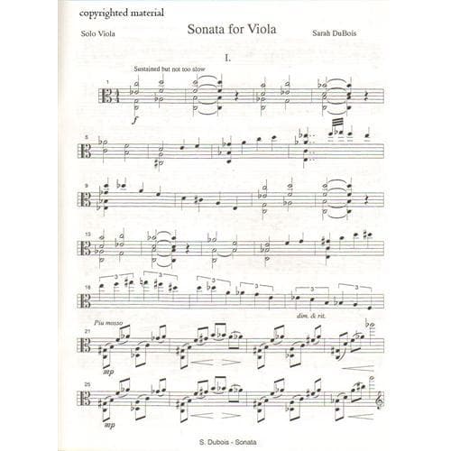 DuBois, Sarah - Sonata for Solo Viola - DuBois Publishing