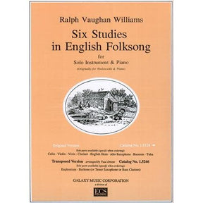 Vaughan Williams, Ralph - Six Studies in English Folksong - Violin and Piano - Galaxy Music Corporation