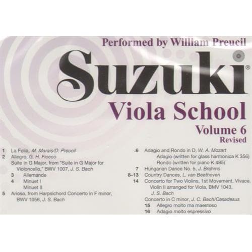 Suzuki Viola School CD, Volume 6, Performed by Preucil