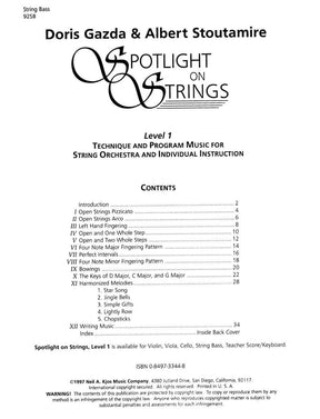 Spotlight On Strings, Level 1, Bass By Doris Gazda Edited by Albert L Stoutamire Published by Neil A Kjos Music Company