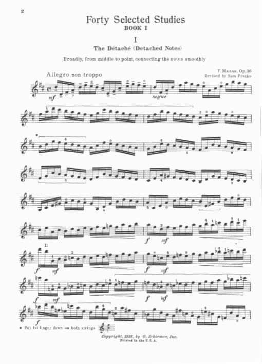 Mazas, JF - 40 Selected Studies, Op 36 Book 1 - Violin - edited by Franko - Schirmer