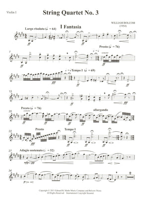 Bolcom, William - String Quartet No. 3 - Score and Parts - Edward B. Marks Music Company