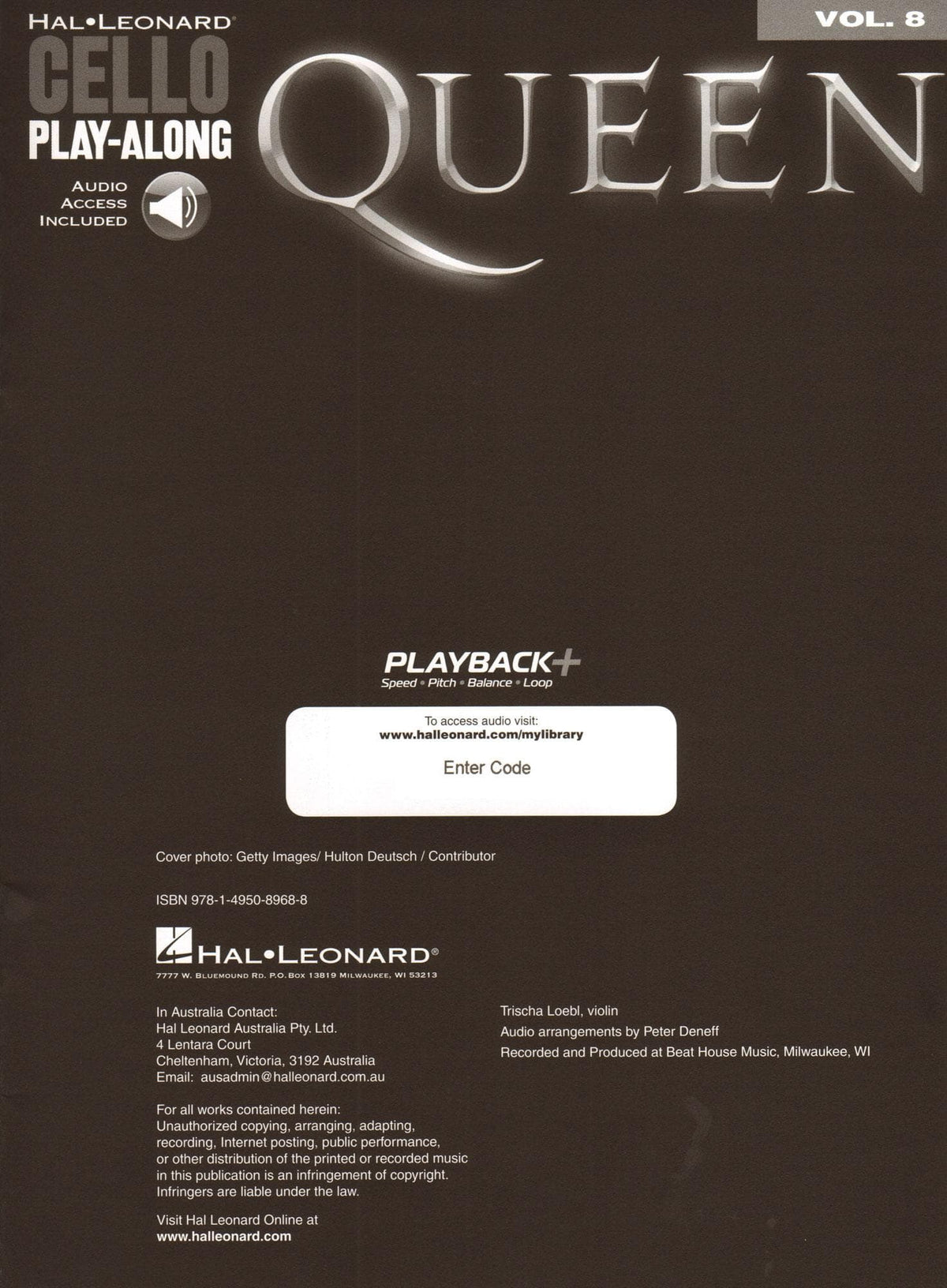 Queen - 8 Favorites - Cello Play-Along Vol. 8 - for Cello with Audio Accompaniment - Hal Leonard