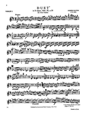 Haydn, Franz Joseph - Duet in D Major, Op 102, Hob III:30 - Two Violins - International Edition