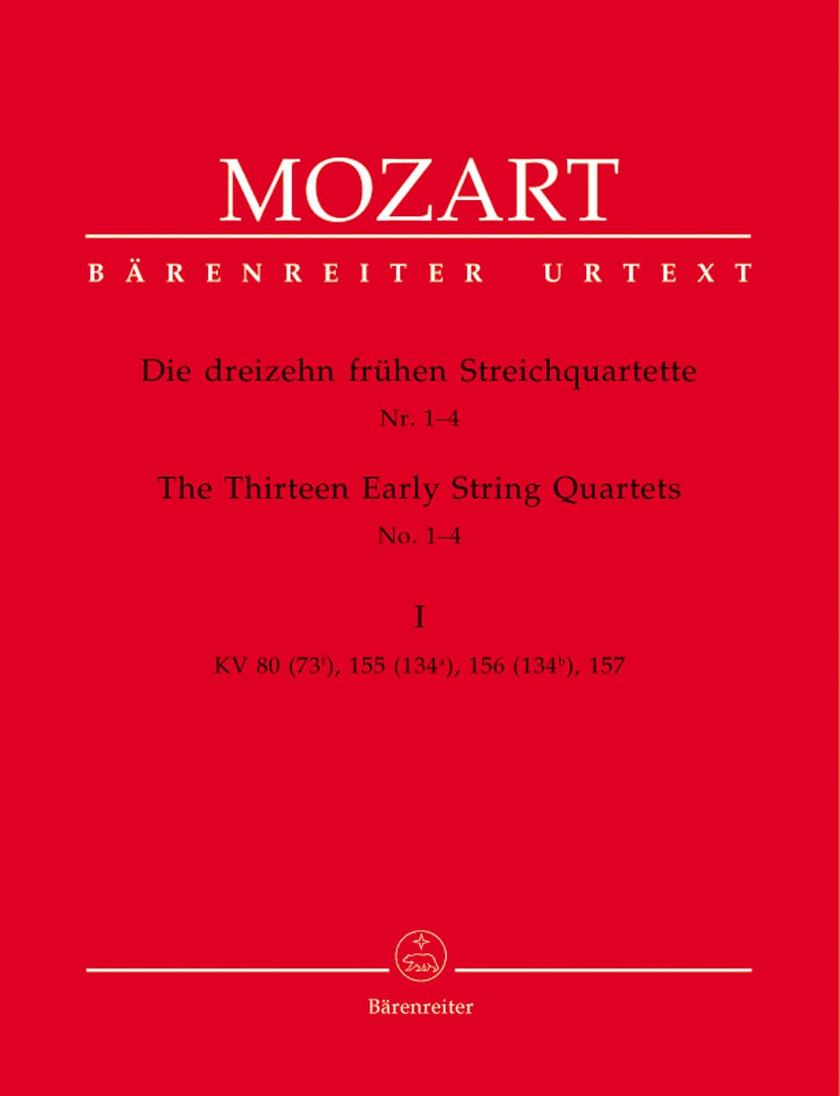 Mozart, WA - 13 Early String Quartets, Volume 1: Nos 1-4 (K 80, 155-157) - Two Violins, Viola, and Cello - Bärenreiter Verlag URTEXT
