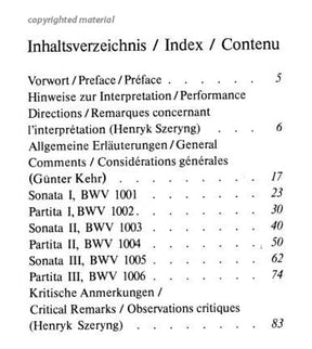 Bach, JS - 6 Sonatas and Partitas, BWV 1001-1006 - Solo Violin - edited by Henryk Szeryng - Schott Edition