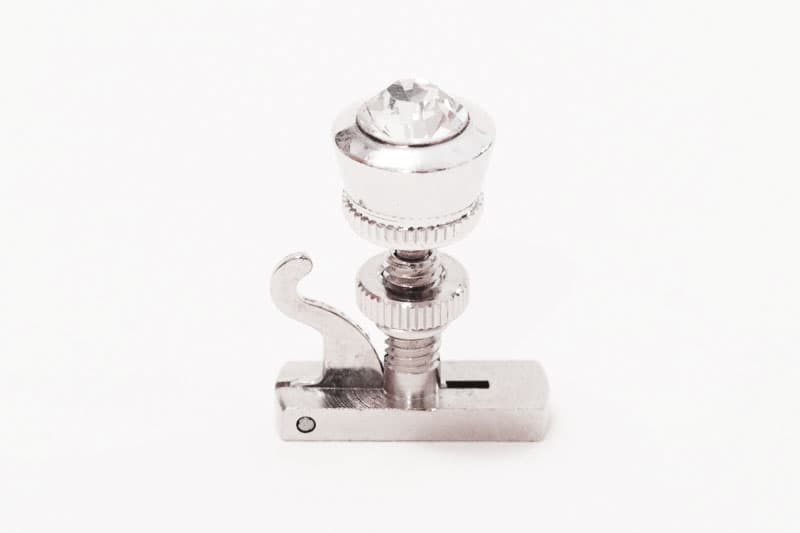 Luxitune Hill-Style String Adjuster, Solitaire, White Crystal, Rhodium - Violin E or Viola A