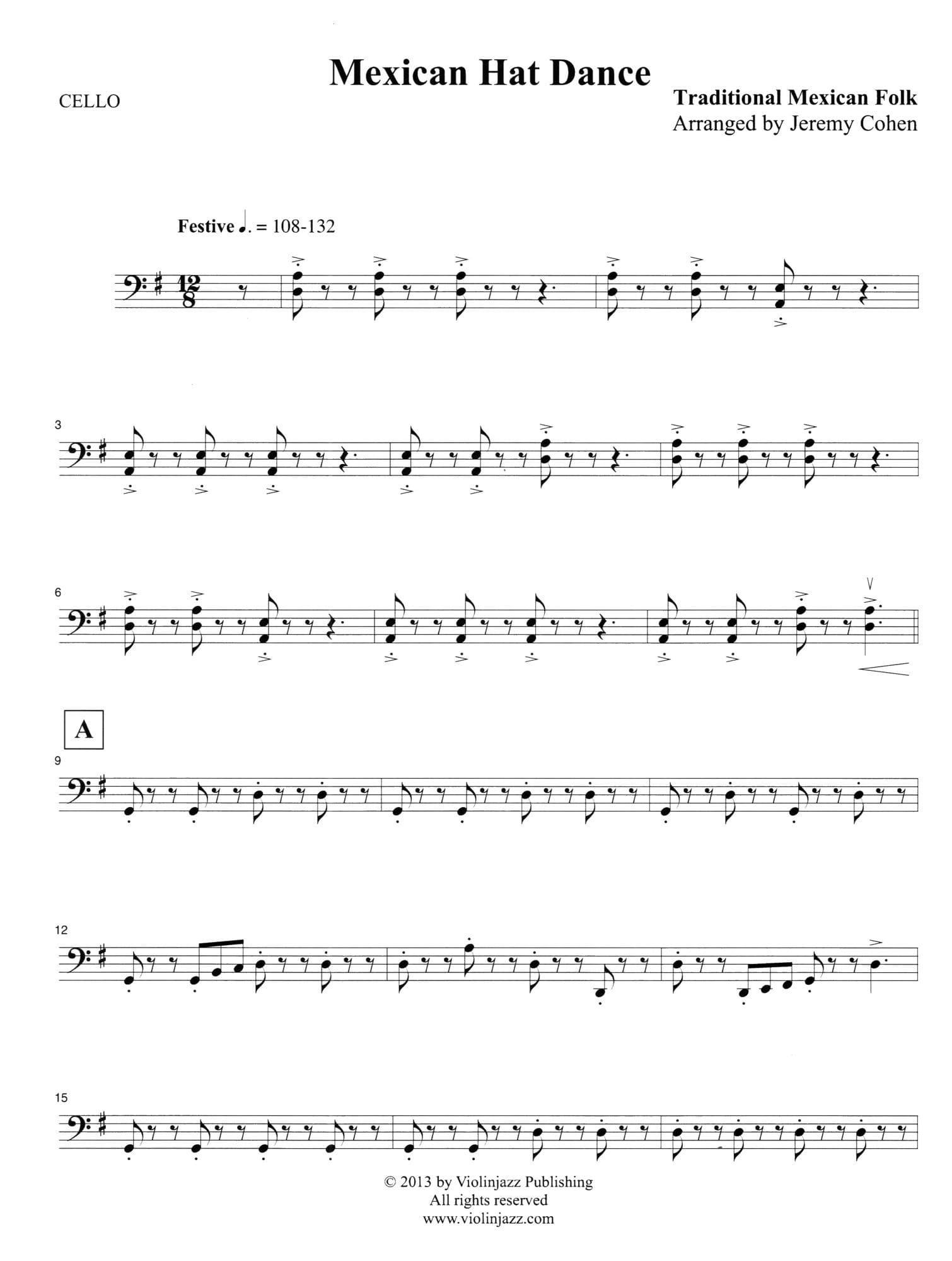 Cohen, Jeremy - Mexican Hat Dance - World Chamber Series - for String Quartet - Violinjazz Editions