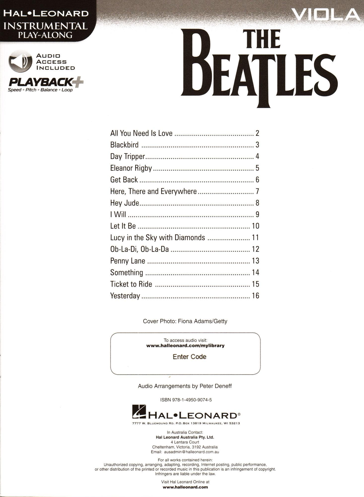 The Beatles - Instrumental Play-Along - 15 Songs - for Viola with Online Audio - Hal Leonard