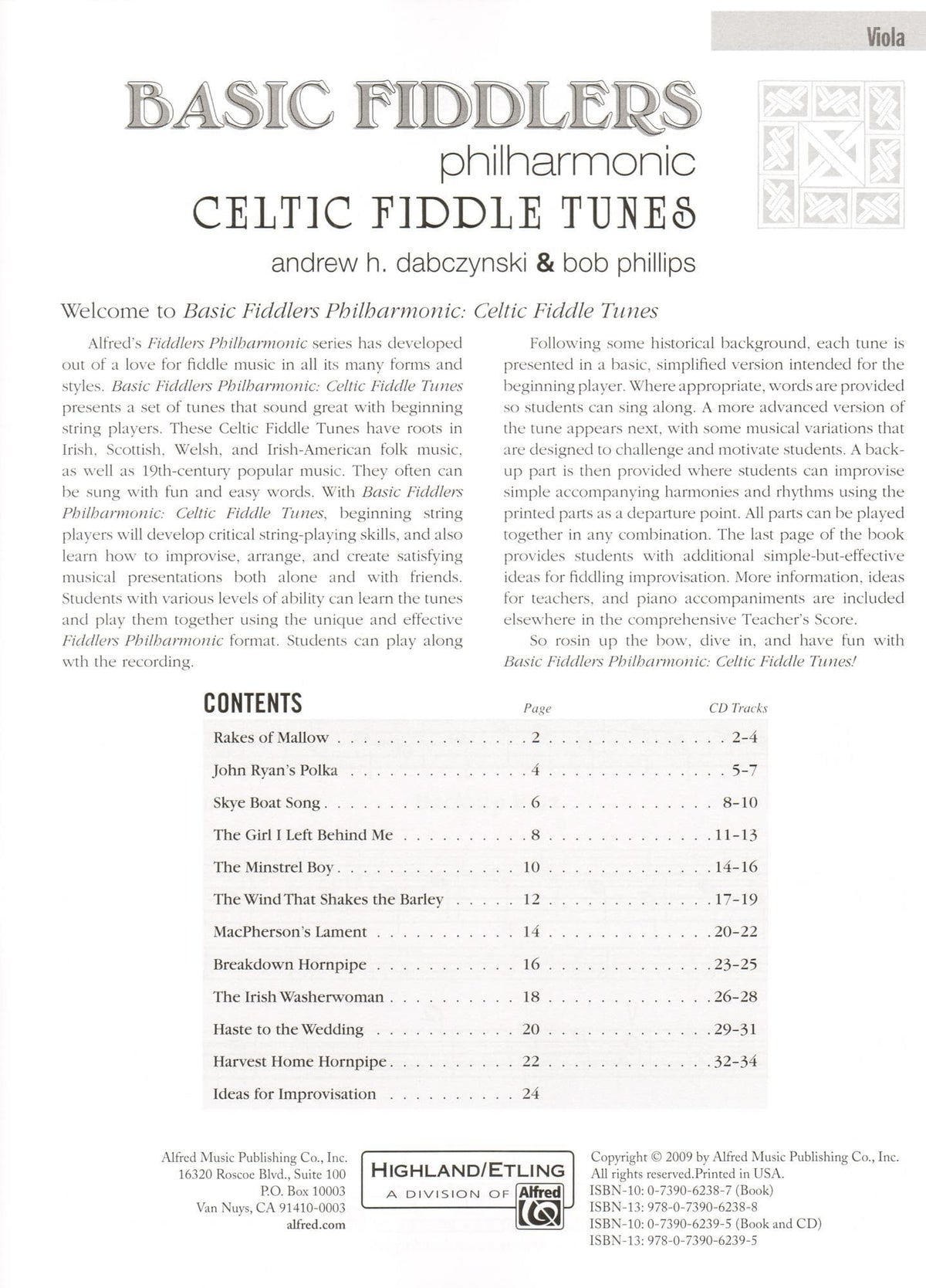 Basic Fiddlers Philharmonic - Celtic Fiddle Tunes - Viola Book - by Dabczynski & Phillips - Alfred Publishing