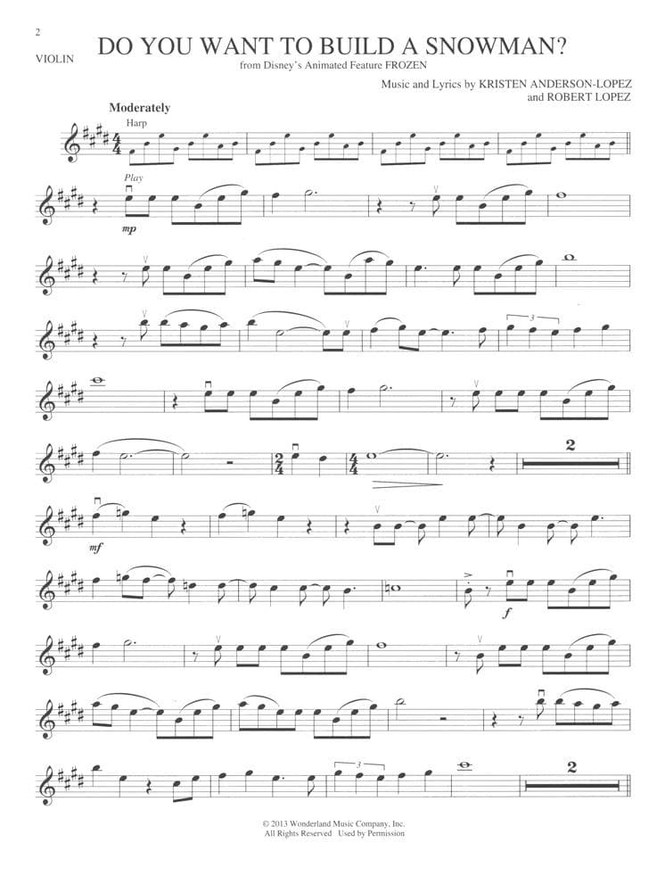 Songs from Frozen, Tangled, and Enchanted - for Violin - Hal Leonard