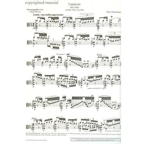 Vieuxtemps - Capriccio For Viola Op Posthumous Published by Schott Music
