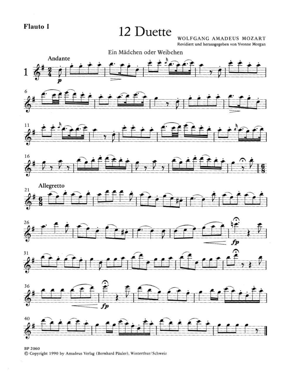 Mozart Duets Flute & Violin Sheet Music