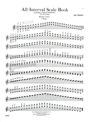 Zukofsky - All Interval Scale Book for Violin Published by G Schirmer