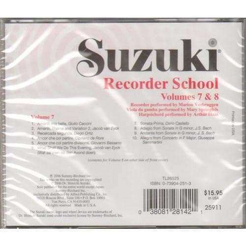 Suzuki Recorder School CD, Volumes 7 and 8, Alto or Soprano, Performed by Verbruggen