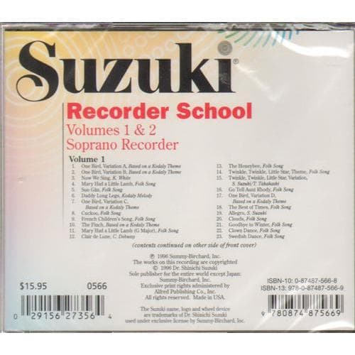 Suzuki Recorder School CD, Volumes 1 and 2,  Soprano, Performed by Verbruggen