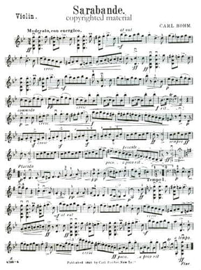 Bohm, Carl - Sarabande in g minor for Violin and Piano - Fischer Edition