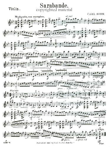Bohm, Carl - Sarabande in g minor for Violin and Piano - Fischer Edition