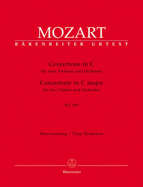 Mozart, WA - Concertone in C Major, K 190 - Two Violins and Piano - edited by Christoph Hellmut Mahling - Bärenreiter Verlag URTEXT