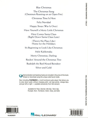 Christmas Favorites - 15 Holiday Favorites - for Cello - with Audio Play-Along - Hal Leonard