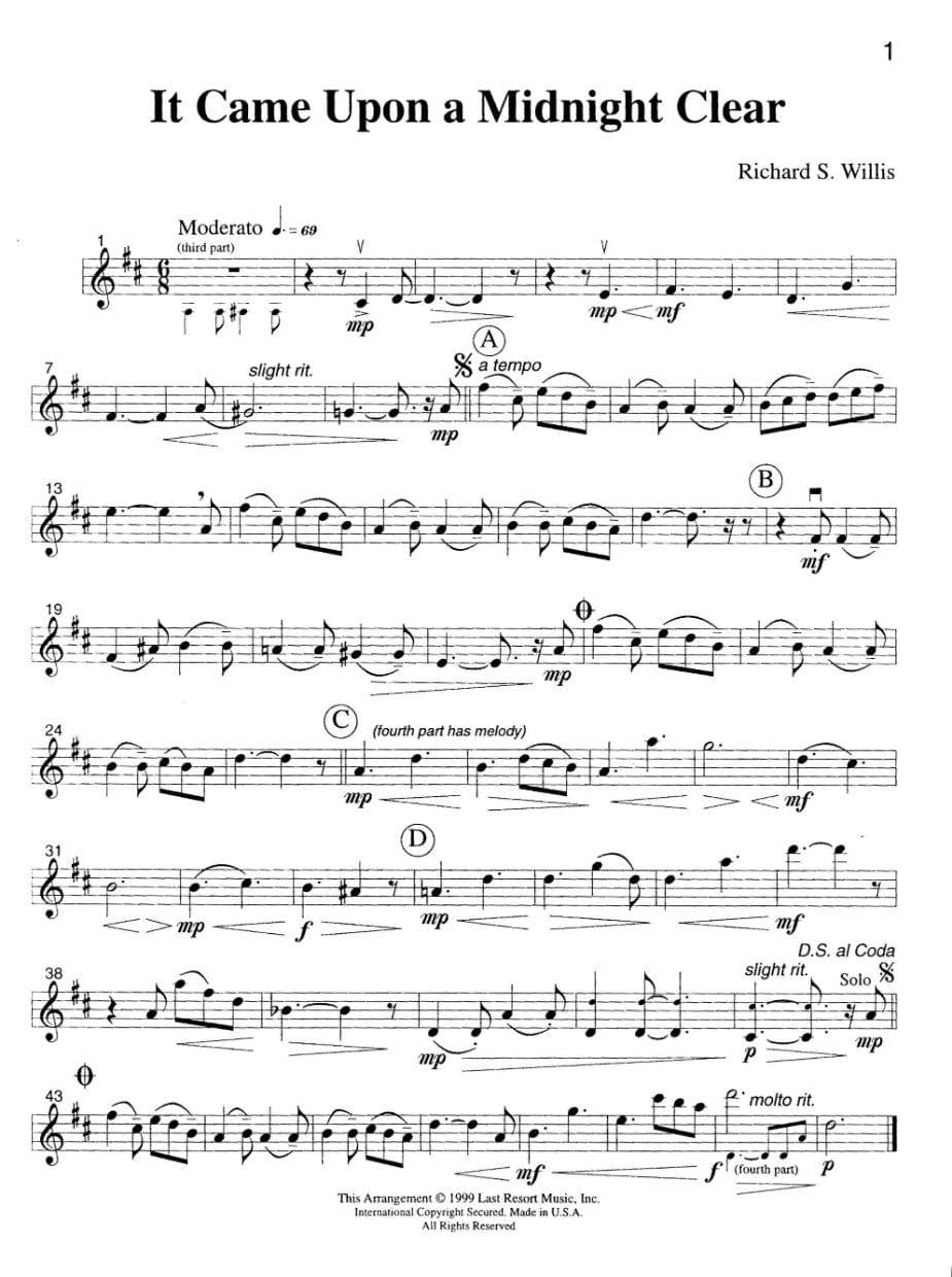 Music for Four: Traditional Christmas Favorites - Part 1 (Violin/Oboe/Flute) - arranged by Daniel Kelley - Last Resort Music