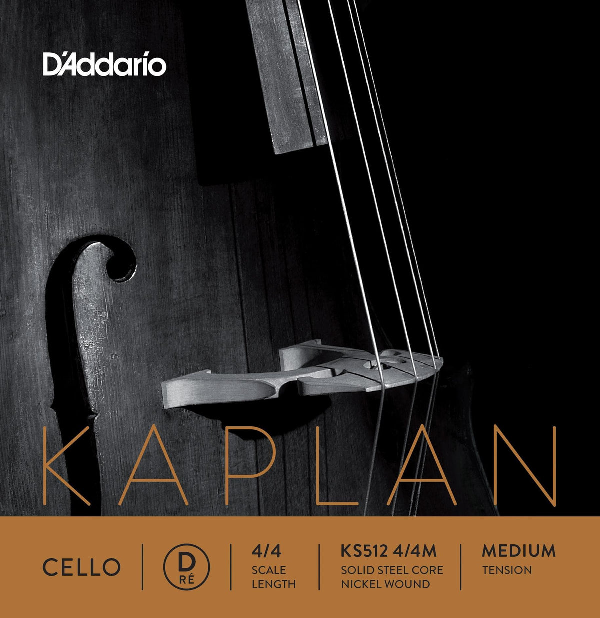 Kaplan Cello D String - 4/4 size - Medium Gauge